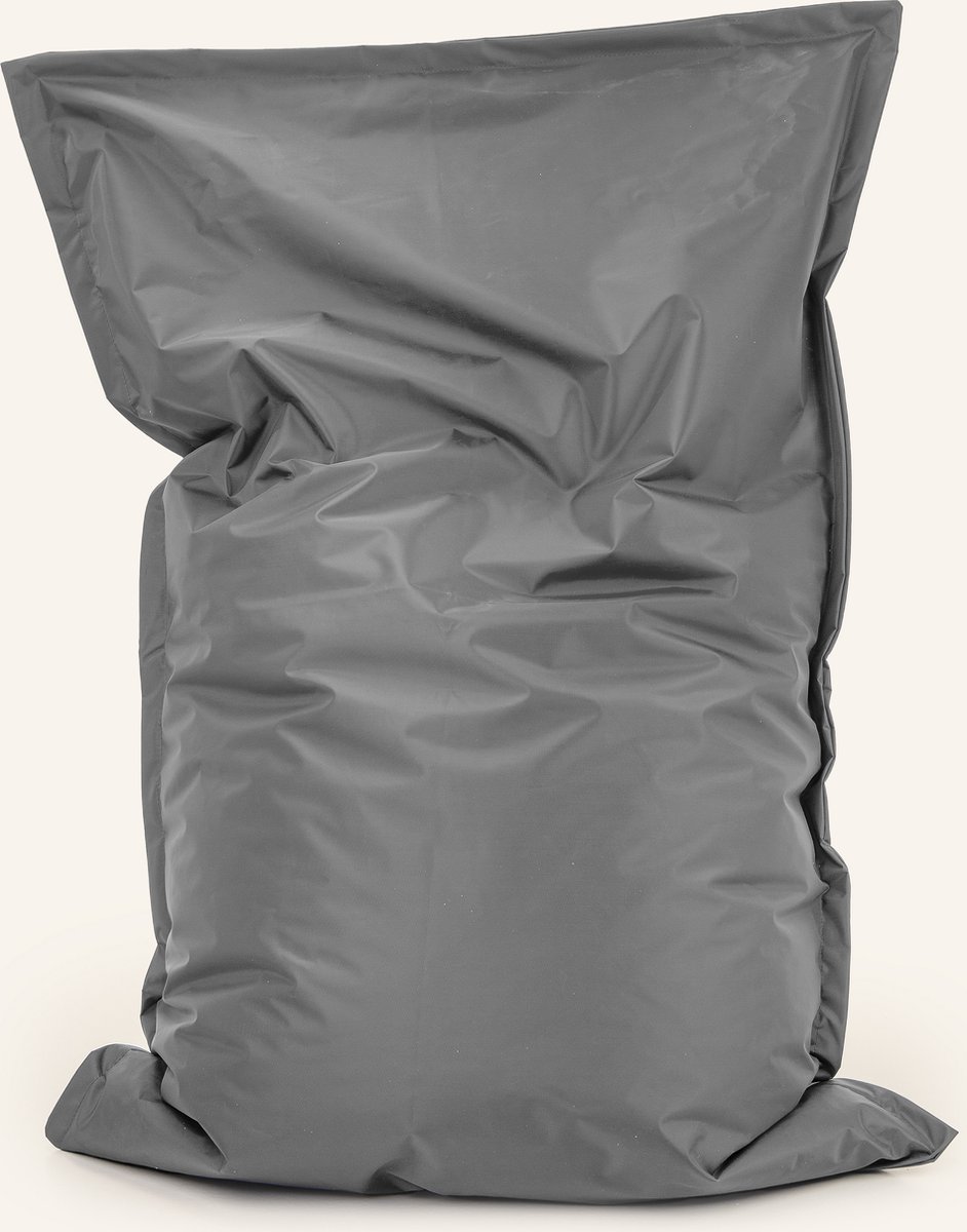 Drop & Sit - zitzak/zitkussen - robuust nylon - grijs - 100 X 150 cm - voor binnen en buiten - verkrijgbaar in verschillende kleuren