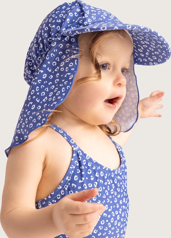 Swim Essentials - UV Zonnehoed Baby - Blauw Panterprint - 2-4 jaar