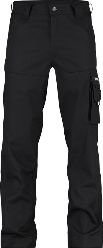 Zwarte werkbroek met klepzakken op de zijkant.
