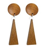 Clip- oorbellen -Saheli -roestbruin- hout- lang- geen gaatje- Charme Bijoux