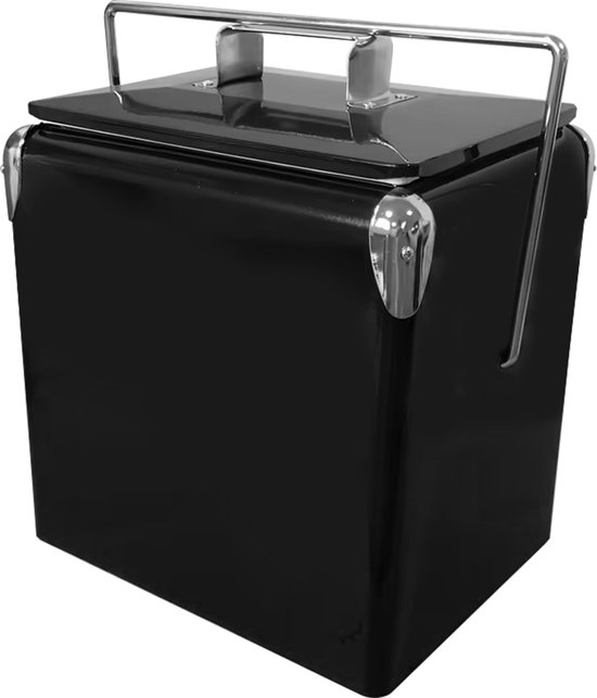 AXI Retro Cooler Mini Zwart Koelbox met afneembare deksel en