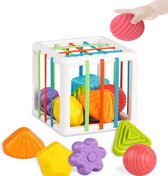 Jouets sensoriels pour bébés de 6 à 18 mois, jouets de tri de cube Bébé avec 6 blocs pour 1 à 2 tout-petits, développement des compétences Montessori, cadeau de Noël pour bébé de 12 mois