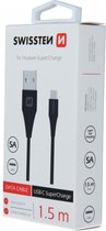 Swissten – Super Charge 5A – USB vers USB-C – 1,5 m – Zwart