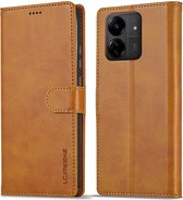 LC.IMEEKE Luxe Book Case - Geschikt voor Xiaomi Redmi 13C / Poco C65 Hoesje - Bruin
