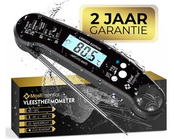 MostEssential Premium Vleesthermometer - BBQ Thermometer - Kernthermometer - Suikerthermometer - Keukenthermometer - Digitaal – Draadloos - Waterdicht - Zwart MostEssential Premium Vleesthermometer - BBQ Thermometer - Kernthermometer - Suikerthermometer - Keukenthermometer - Digitaal – Draadloos - Waterdicht - Zwart