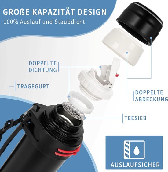 Lurch 240942 thermosfles/thermosfles voor warme en koude dranken van dubbelwandig roestvrij staal, 0,5 l, parelgeel