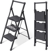 Opstapladder voor Huishoudelijk Gebruik - Stevige Ladder voor Voorraadkast en Kantoor - Draagbare Huishoudladder met Twee Treden - Compact en Veilig Ontwerp - 100 kg Draagvermogen - Metaal Constructie - 50x50x50 cm