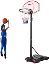 Basketbalpaal voor Buiten - Basketbalring met Standaard - Basketbalpaal voor Kinderen - Basketbalpaal Verstelbaar - 178 tot 208cm - Zwart + Rood