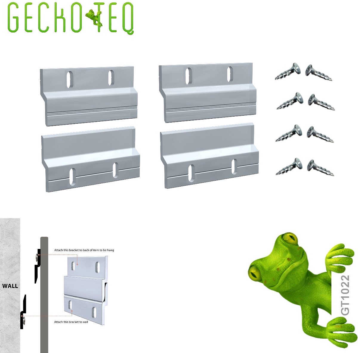 GT1022 GeckoTeq 2 x set 5cm ophangstrip-z bar-ophangen-ophangstrip kast -meubel-panelen-montageclips