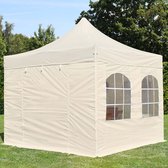 3x3 m Easy Up partytent Vouwpaviljoen, PREMIUM staal 40mm met zijwanden (vensters), crème