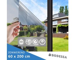 BODESSA™ Isolerend HR+ Raamfolie - Zonwerende Folie met Spiegeleffect - Anti Inkijk - Statisch - Zilver - 60 x 200cm