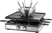 EMERIO RG-128187 Appareil à raclette 8 poêlons, 8 fourchettes à fondue noir, acier inoxydable