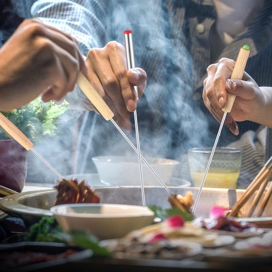 Bondoo fonduevorken 24 stuks 24 cm - fondue vorkjes - fonduevork- fondue vorkjes voor vlees - fonduevorkjes - fondue prikkers - fondue prikkers - fonduevorken set - kaasfondue vorkjes - RVS - Hout — afbeelding 5