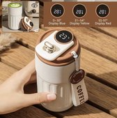 Luxifyy - Koffiebeker - Coffee Cup - Led Display - Koffiebeker To Go - 460ml - Thermos - Reisbeker - Geïsoleerd - Roestvrijstaal - Dubbelzijdig