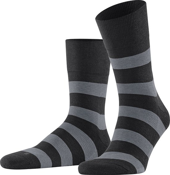 FALKE sokken block stripe zwart & grijs - 44-45
