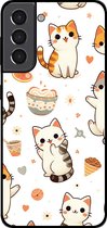 Smartphonica Telefoonhoesje voor Samsung Galaxy S22 met katten opdruk - TPU backcover case katten design / Back Cover geschikt voor Samsung Galaxy S22