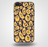 Smartphonica Telefoonhoesje voor iPhone SE(2020-2022) met smiley opdruk - TPU backcover case emoji design - Paars Geel / Back Cover geschikt voor Apple iPhone SE (2020)