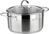 Bol.com roestvrijstalen kookpan | pan inductie met glazen deksel | 20 cm 34 liter | noedelpan soeppan pastaban | zilver aanbieding