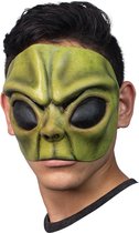Partychimp Green Alien Half Masker Halloween Masker voor bij Halloween Kostuum Volwassenen - Latex - One Size