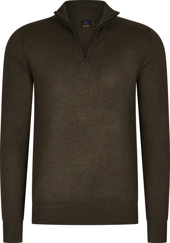 Mario Russo - Heren Sweaters Half Zip Trui Cold Brown - Bruin - Maat 3XL