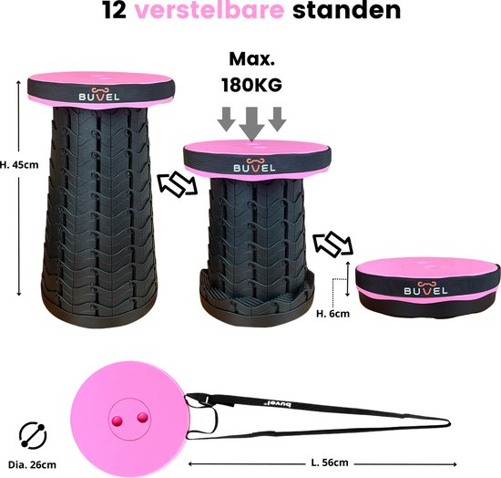 Arvona Opvouwbare kruk - Kruk - Krukje - Inklapbaar - Telescopisch