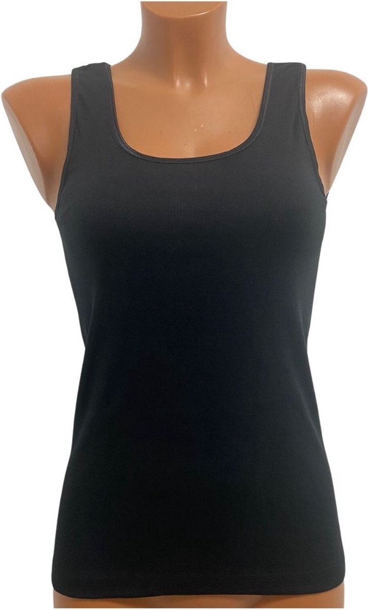 2 Pack Top kwaliteit dames hemd - 100% katoen - Zwart - Maat S