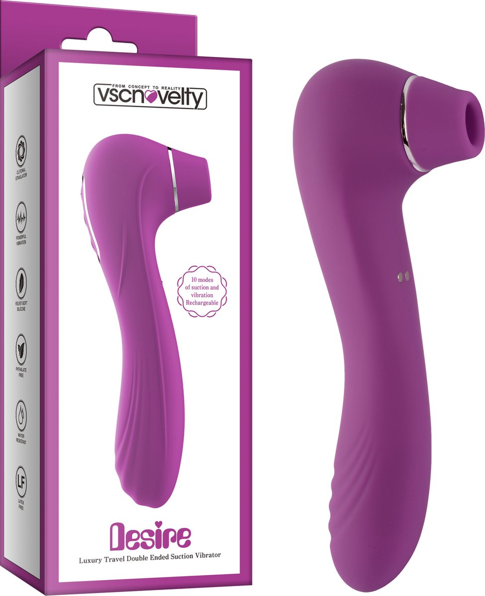 vscnovelty® - Luxury Travel Double Ended Suction Vibrator - Desire - 10 levels of intensity!