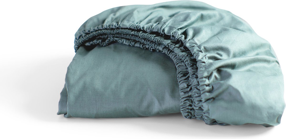 Cinderella - Weekend - Hoeslaken - 100% Katoen - Tot 25 cm matrashoogte - 140x200 cm - Mineraal Groen