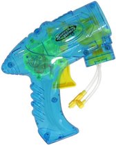 Bellenblaas speelgoed pistool - met vullingen - blauw - 15 cm - plastic - bellen blazen - buiten/fun/verjaardag