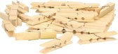 Wasknijpers voor wasgoed ophangen - bamboe hout - 80x stuks - beige - 7 cm