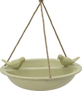 Decoris Vogelbad/drinkschaal - bamboe hout - lichtgroen - D27 cm - voederbak