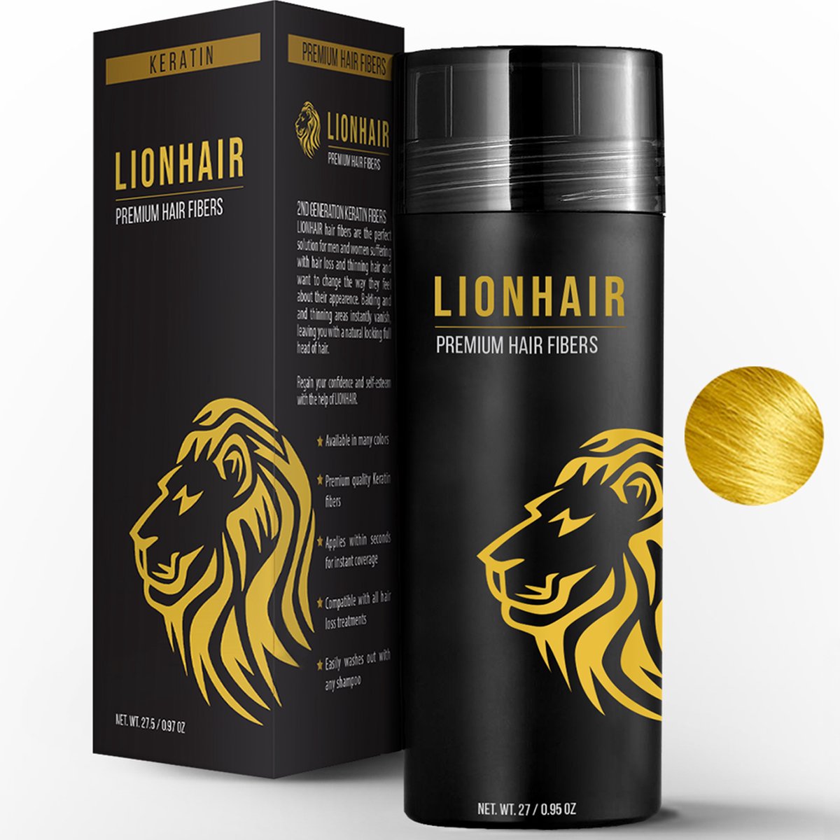 Lionhair Premium Haarpoeder / Volume poeder Voor Kale Plekken - Verbergt Haaruitval In Seconden Voor Mannen & Vrouwen - 27gr - LICHT BLOND