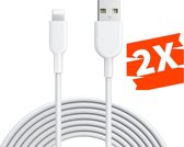 Phreeze 2x USB Kabel 3 Meter - Geschikt voor iPhone en iPad met een Lightning Poort - 3 Meter - TPE - 2.4A snelladen