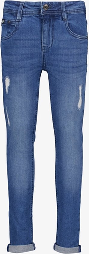 Unsigned jongens jeans met slijtageplekken - Blauw - Maat 140