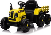 Tractor elektrisch 12V geel + trailer, elektrische kinder tractor