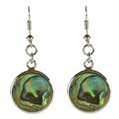 Parelmoeren oorbellen Abalone Shell Round - oorhangers - parelmoer - abaloon - multi color - sterling zilver (925) - rond