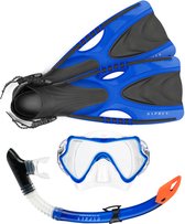 Osprey Complete Snorkelset voor Volwassenen - Valve Purge System - Splash Guard - Verstelbaar - Blauw/Oranje - Maat S/M - 38-42 EU