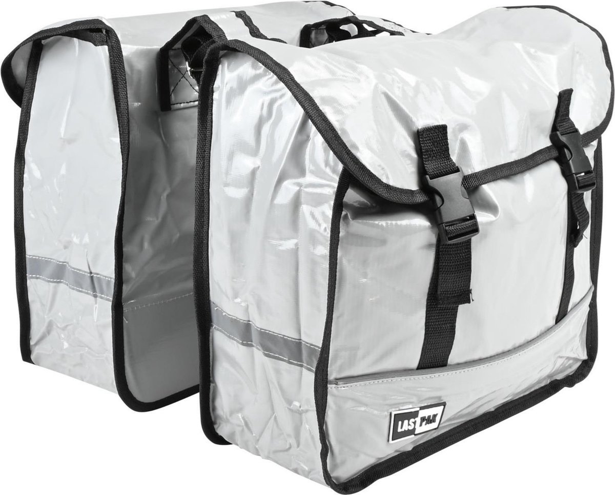 Lastpak Dubbele fietstas - waterafstotend - 35 liter - grijs - eenvoudig te monteren