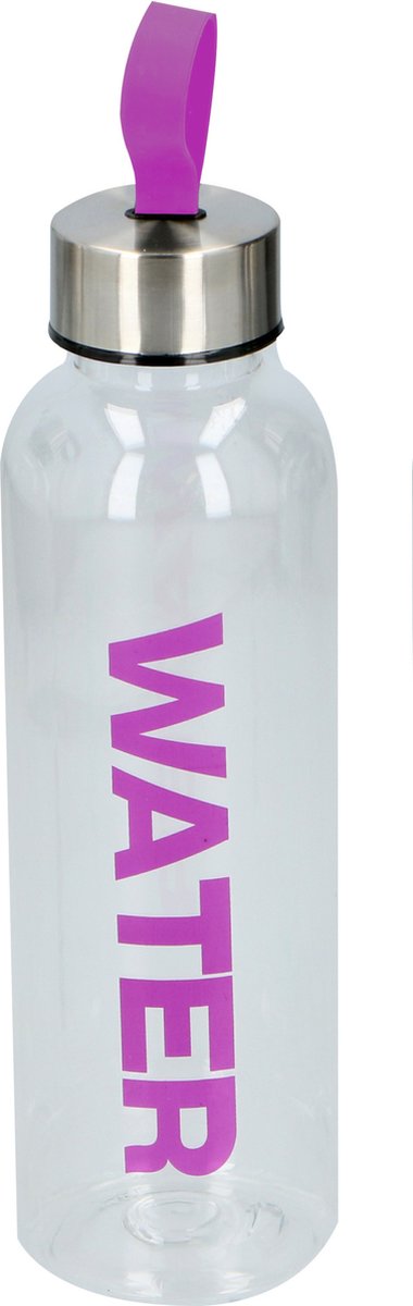 Cuisine Elegance Waterfles / drinkfles / sportfles - transparant/paars - kunststof - 550 ml