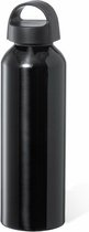Bellatio Design Waterfles/drinkfles/sportfles - metallic zwart - aluminium - 800 ml - schroefdop