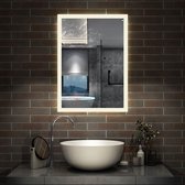 Miroir de salle de bain LED 90x70cm，rectangulaire，Interrupteur tactile/mural, anti-condensation, blanc froid/blanc neutre/blanc chaud，lumière réglable, fonction mémoire de mise hors tension, IP44
