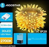 Aigostar - LED Kerstslinger - 30 LEDS - 2700K - Warm wit licht - 3 meter - IP20 - 3x AAA batterij