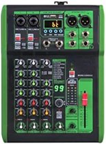 Mengpaneel dj - Mengpaneel mixer - Mengpaneel met versterker - Mengpaneel bluetooth - Groen - 4 Kanaal