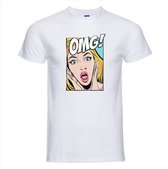 T-shirt OMG wit | Maat XL