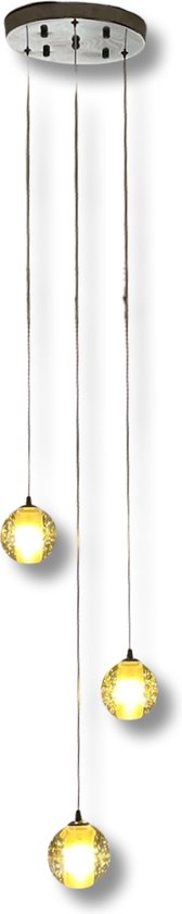LuminaNova - Hanglamp - 3 Standen - Verstelbaar - Hanglampen Woonkamer, Eetkamer, Slaapkamer - Glas