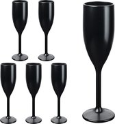Herbruikbare champagneglazen in zwart selecteerbaar 6, 12, 24 of 48 stuks 150 ml champagneglas inhoud 6 stuks