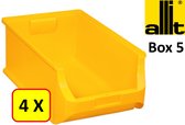 4 x Magazijnbak - grijpbak - stapelbak Allit - ProfiPlus Box 5 - 17,5 L - PP - geel