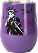 Quy Cup - 300ml Thermos Cup - ZERO CUP Banksy’s Graffiti Collection Keep It Real - Double Walled - 24 uur koud, 12 uur heet, RVS (304)-thermocup