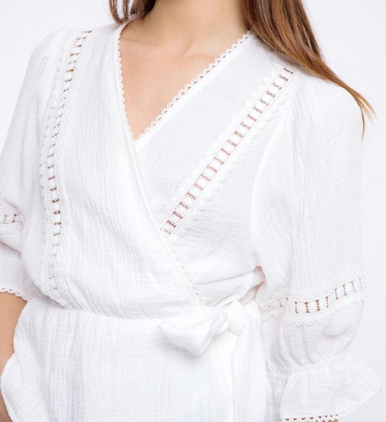 Artlove Paris - Dames blouse 100% katoen - Wit - Maat L
