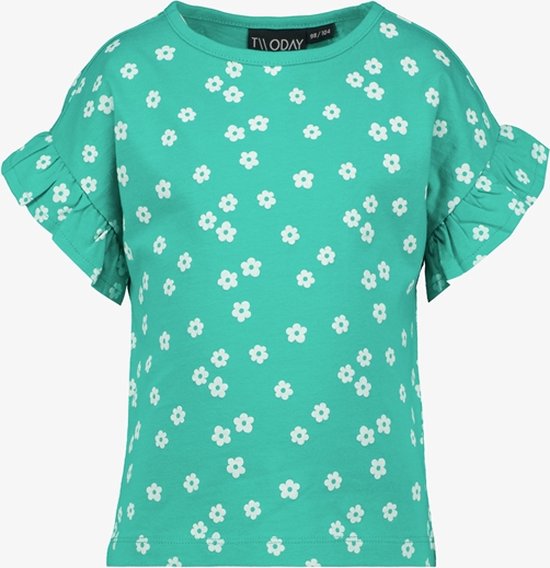 TwoDay meisjes T-shirt groen met bloemen - Maat 92